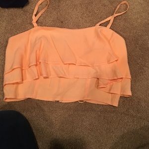 Pink ruffle crop top