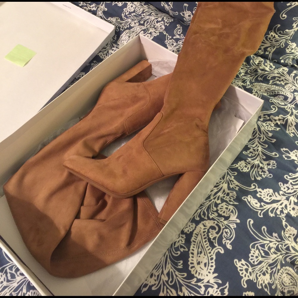 Over the knee suede boots - camel color