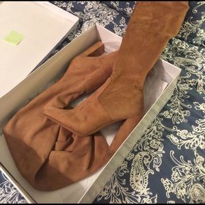 Over the knee suede boots - camel color