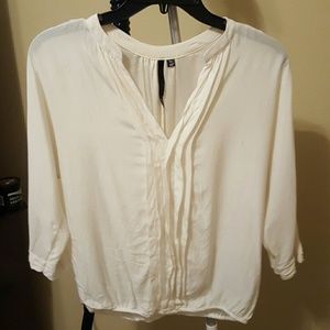 Cream V Neck Blouse