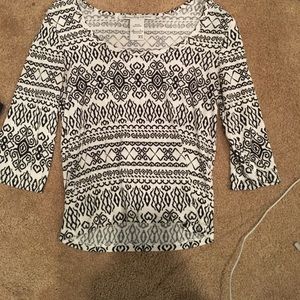 White and black printed top