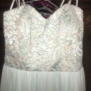 Light blue prom dress.