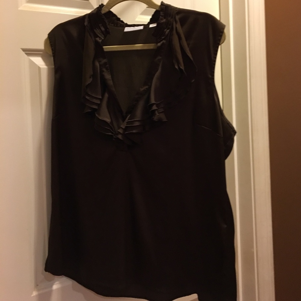 Dark chocolate silky blouse New York and company
