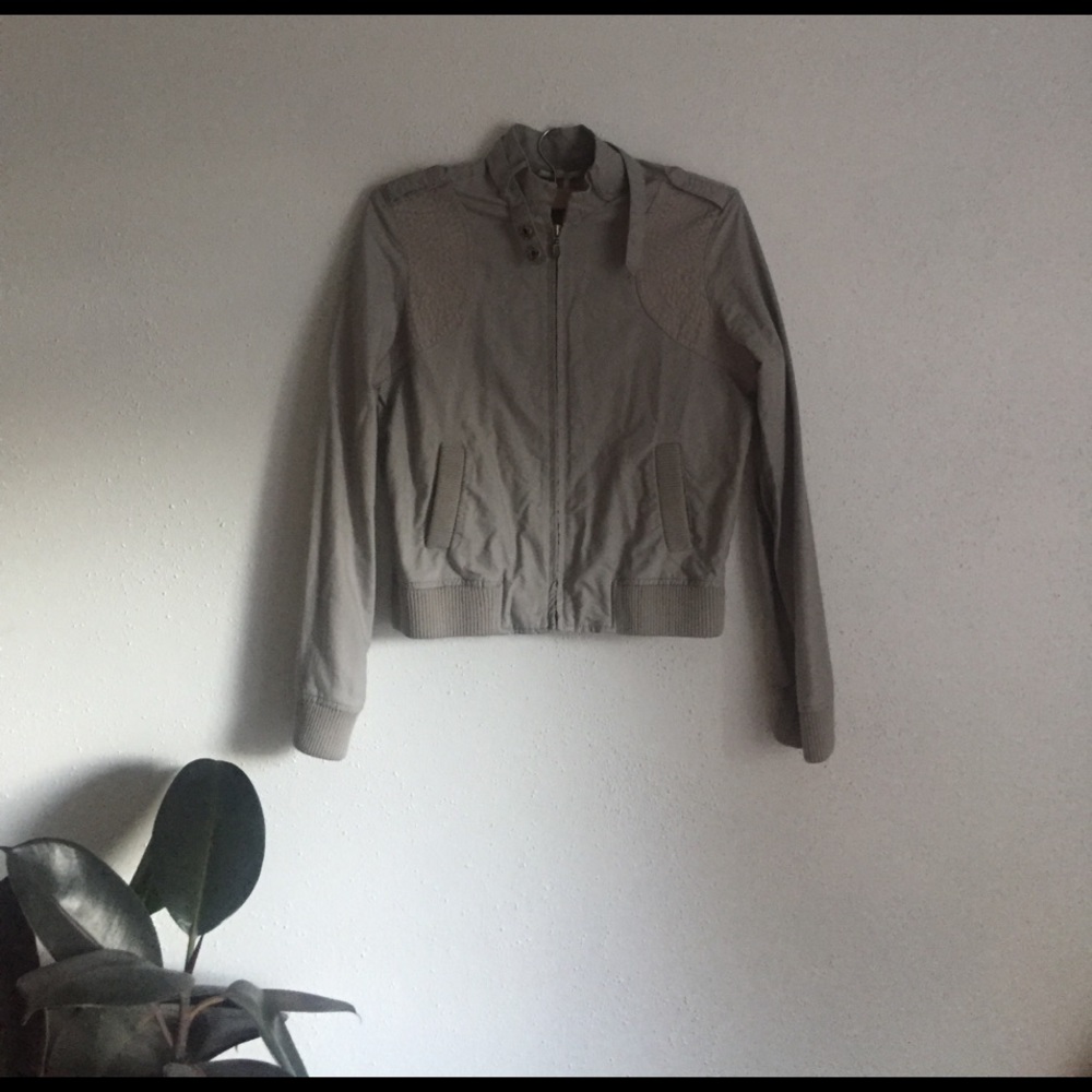 Cropped Khaki Bomber Jacket