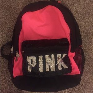 Pink brand backpack