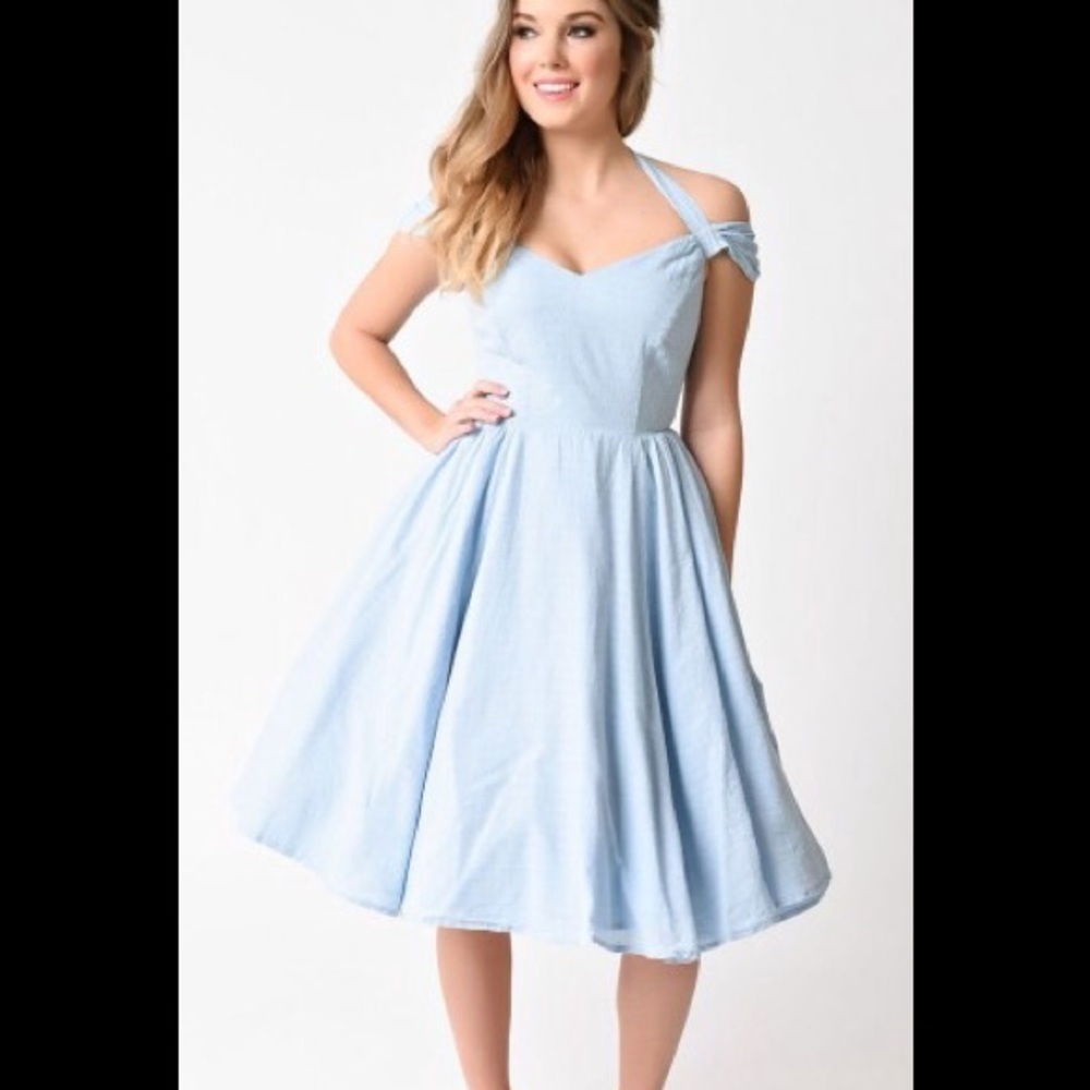 Hell Bunny Light Blue Swing Dress