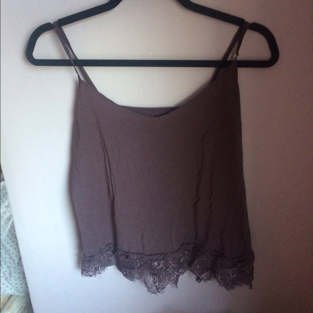 lavender lace bottom spaghetti strap top