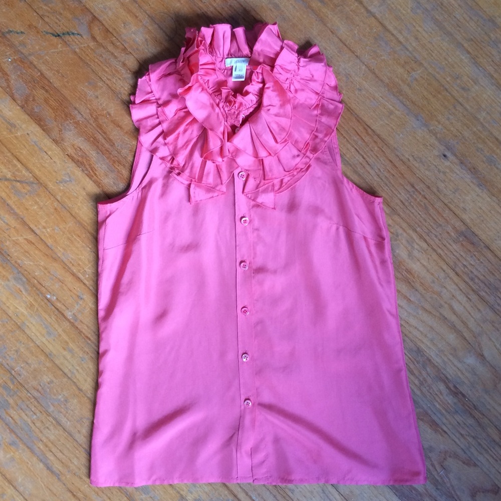 J.Crew Pink Ruffle Blouse (2)