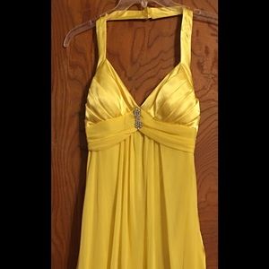 Yellow Halter Dress fully lined.