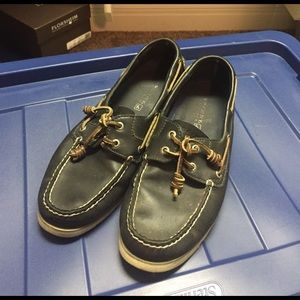 Blue Leather Sperry Top Siders