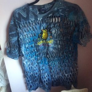 Oversized Jamaican tied dye distressed grunge top