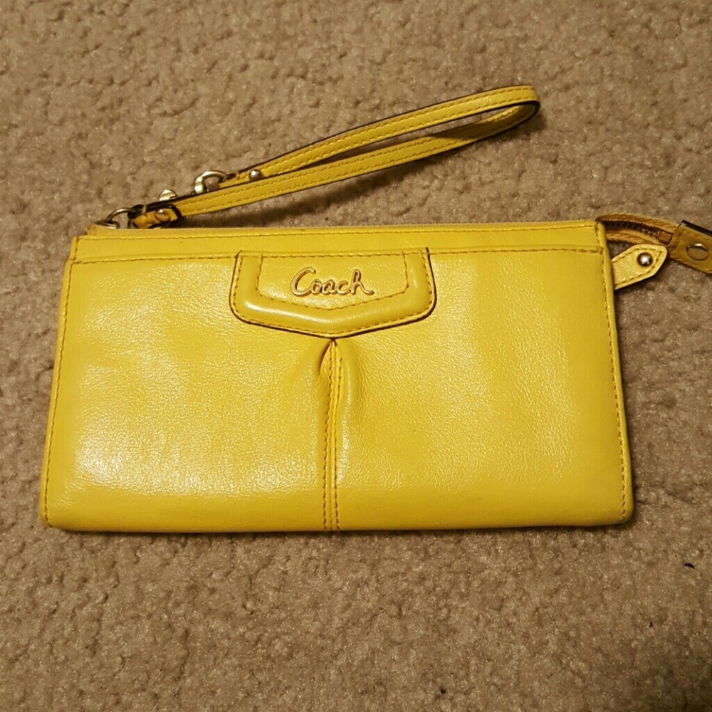 Yellow coach wristlet