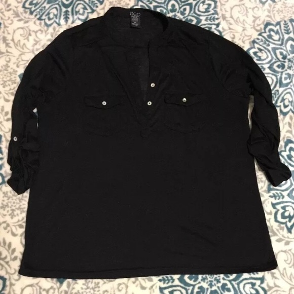 Deb Tops - Deb Black Thin Knit Blouse