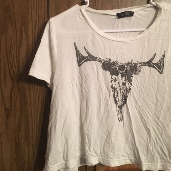 NEVER WORN Deer skull with flowers crop top - Picture 3 of 3