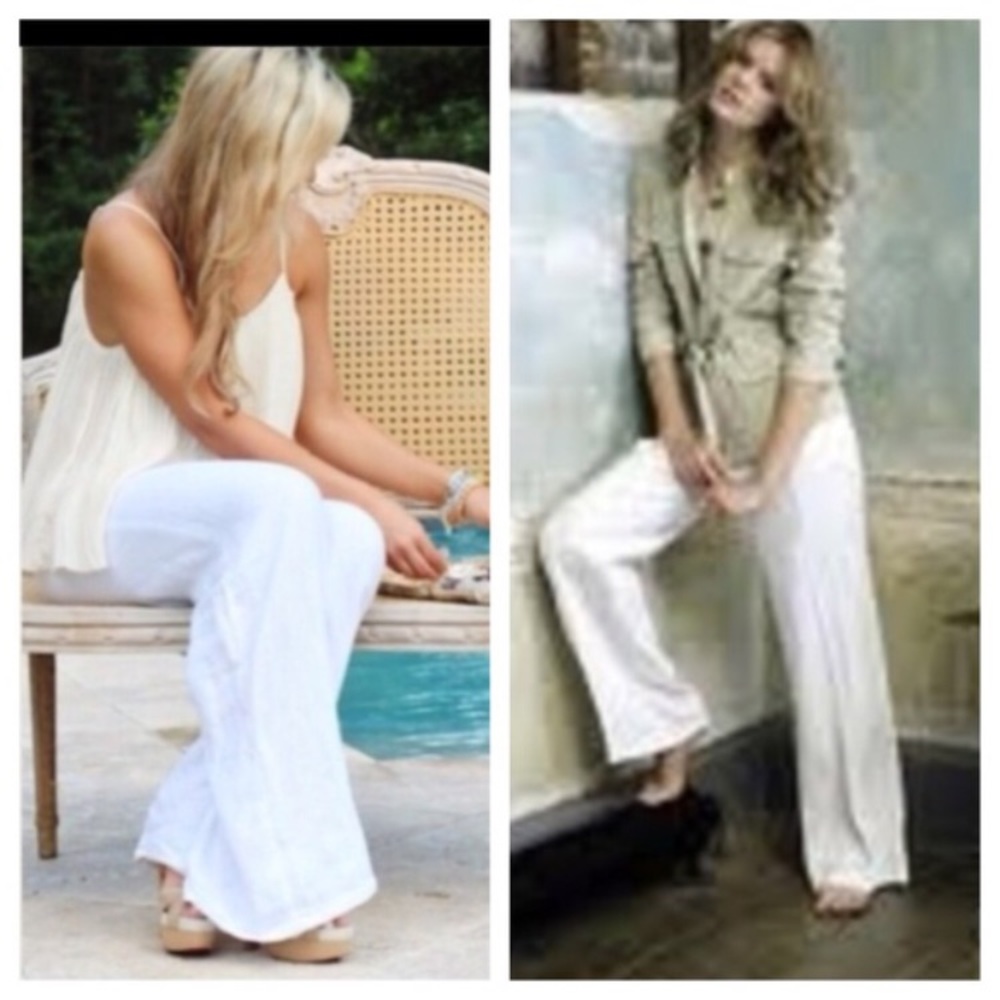 WHITE LINEN PANTS - Picture 2 of 2