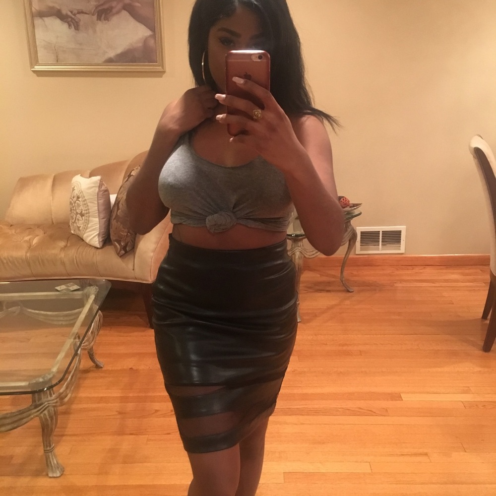 Forever 21 Black Leather/Mesh Skirt