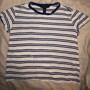 Forever 21 Navy Striped Short Sleeve Tee