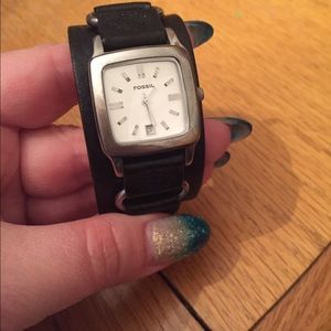 Fossil watch with leather band