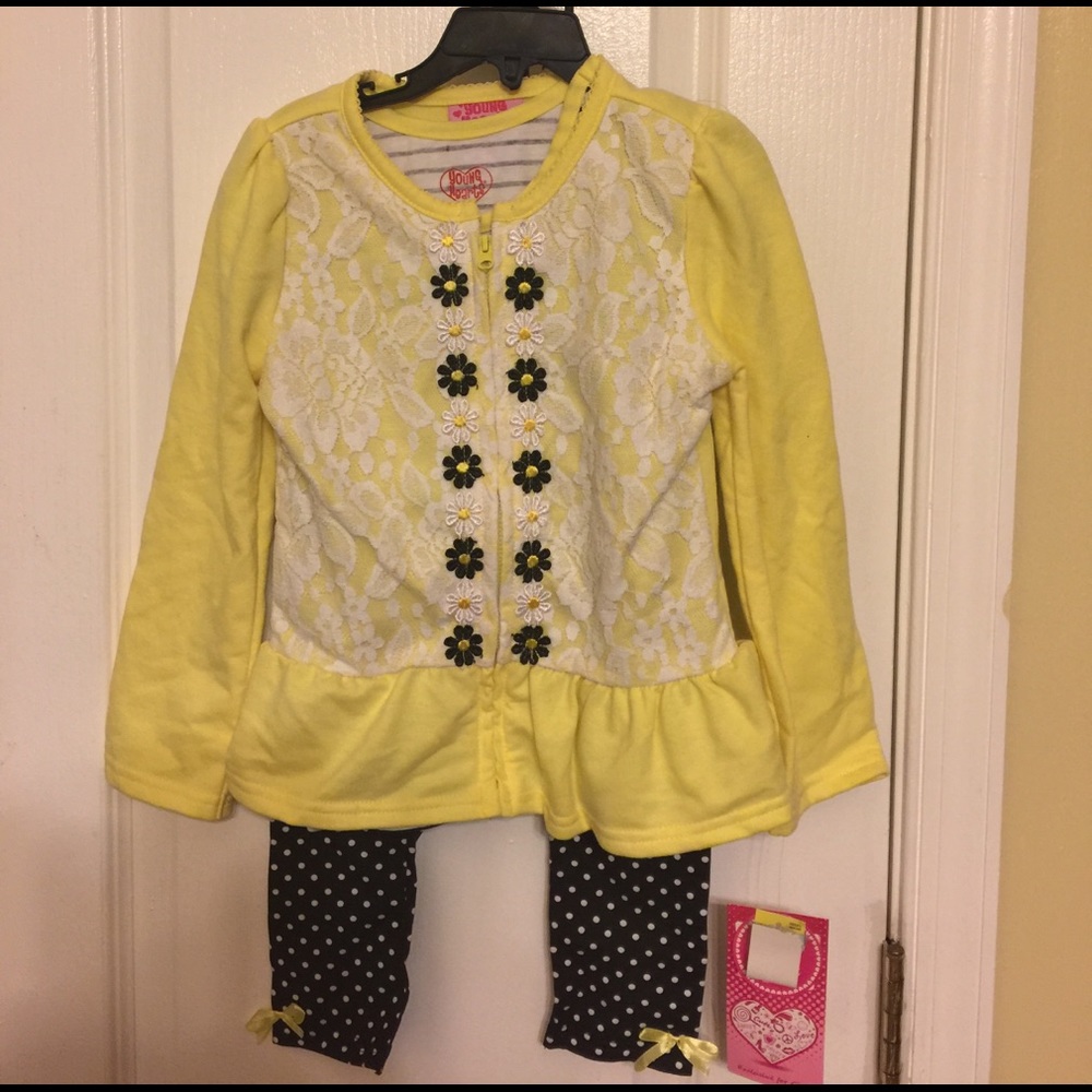 Young hearts 3 pcs girl's tops and leggings set 6