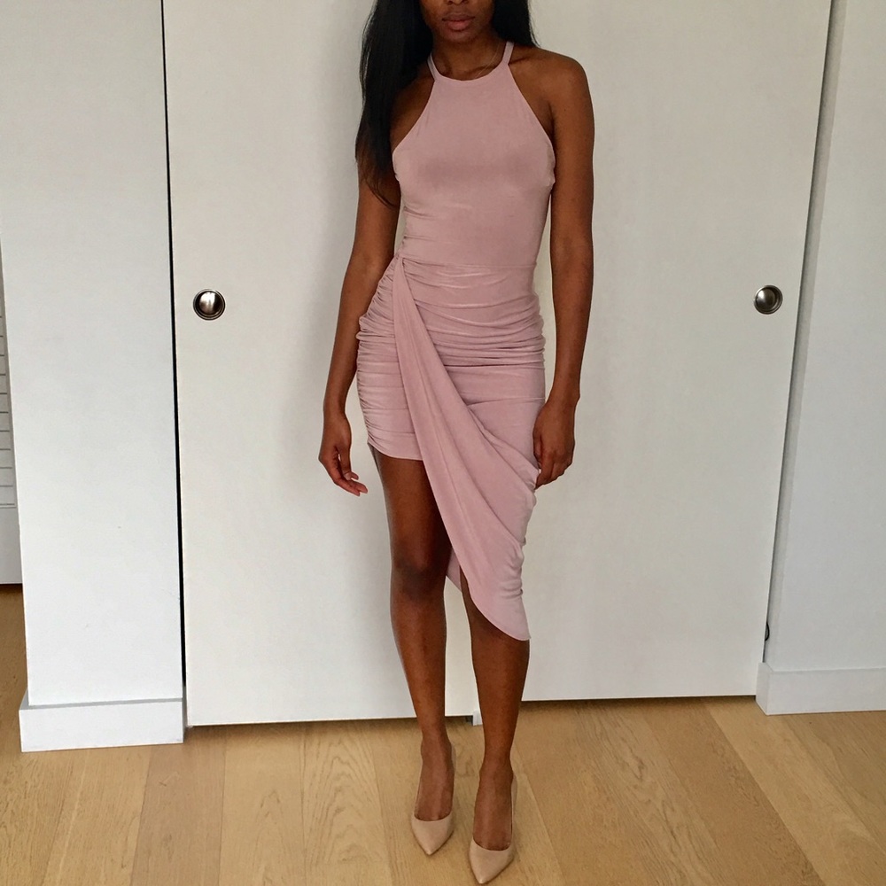 NWT Draped Asymmetric Scrung Dress