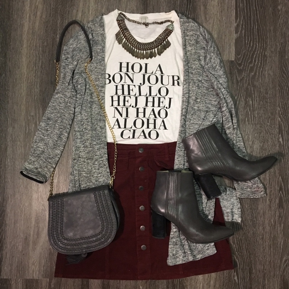 J. Crew Hello Bonjour Hola Greeting Tee