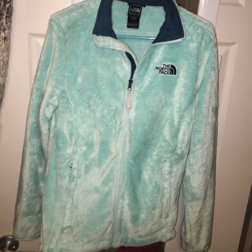 Light blue fuzzy north face