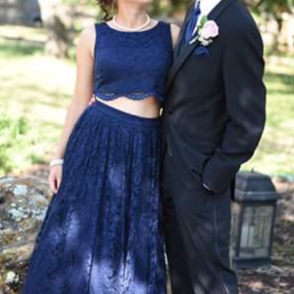 Navy Two Piece Prom Dress