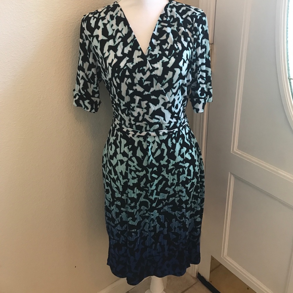 Apt 9 teal, black, and blue print dress. Size L