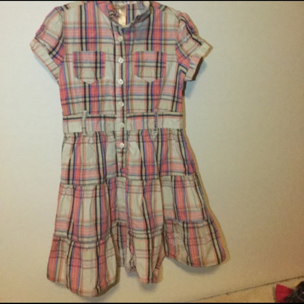 Little girls button up flannel dress.