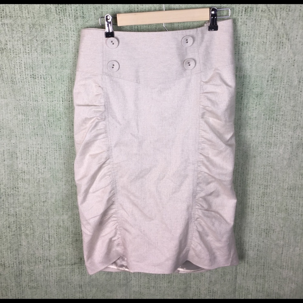 Torrid White & Gold Sparkle Ruched Pencil Skirt