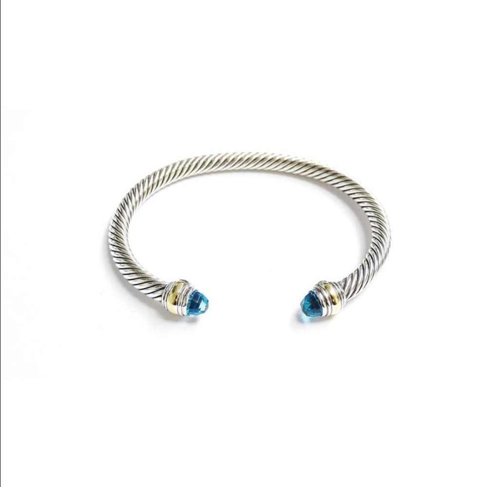 David Yurman 5mm Blue Topaz cable bracelet