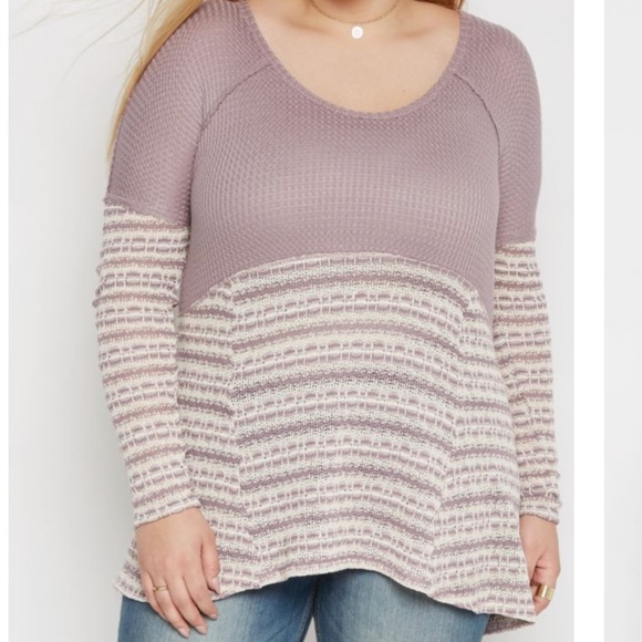 Plus Purple Striped High-Low Thermal Tunic🎉sale🎉 - Picture 2 of 4