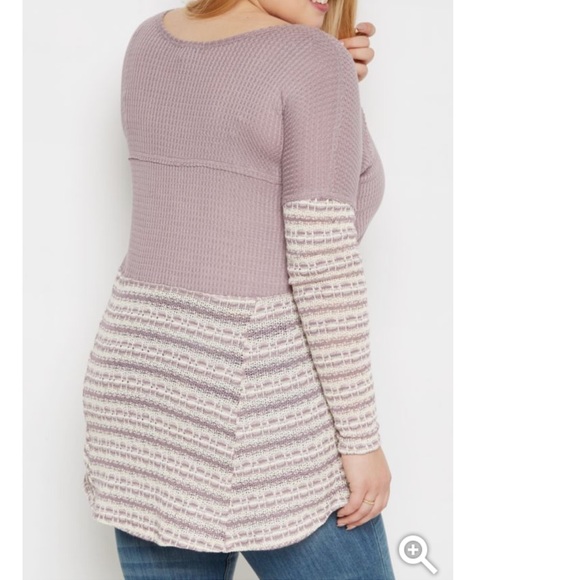Plus Purple Striped High-Low Thermal Tunic🎉sale🎉 - Picture 3 of 4