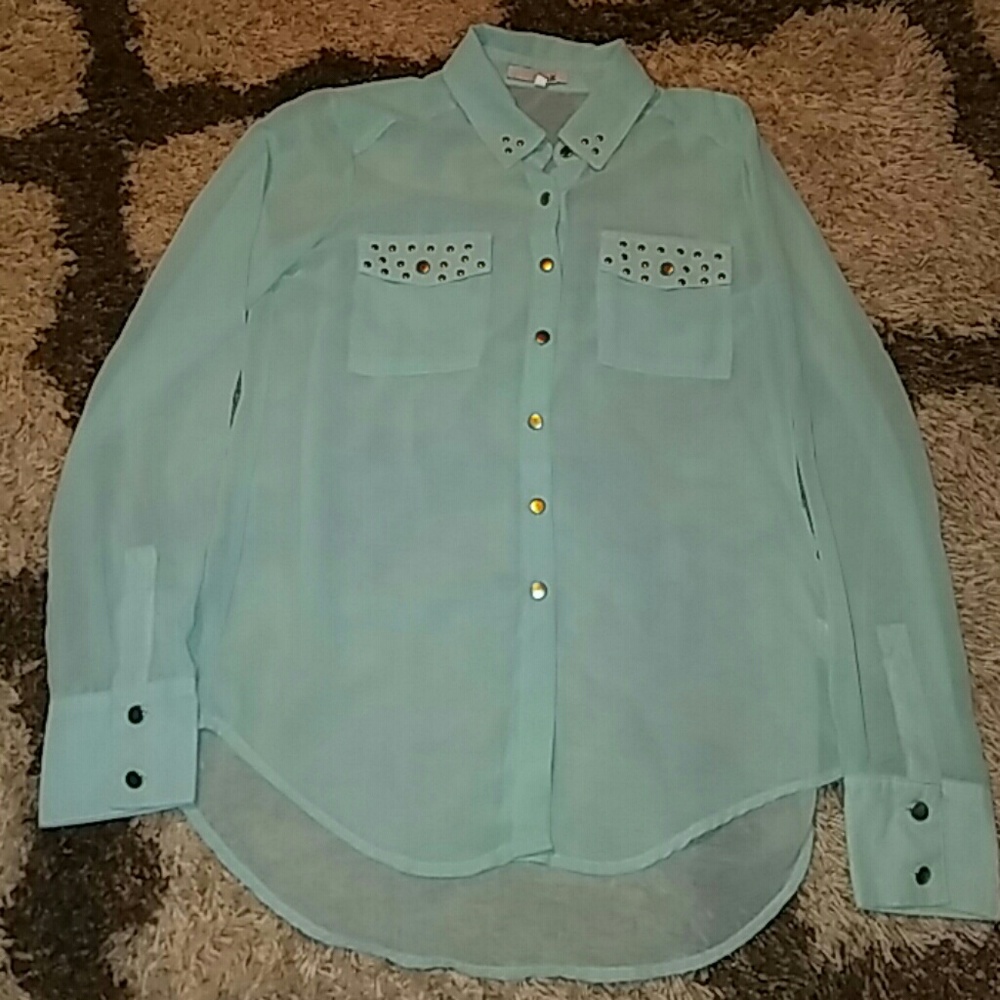 Mnk size S mint sheer blouse
