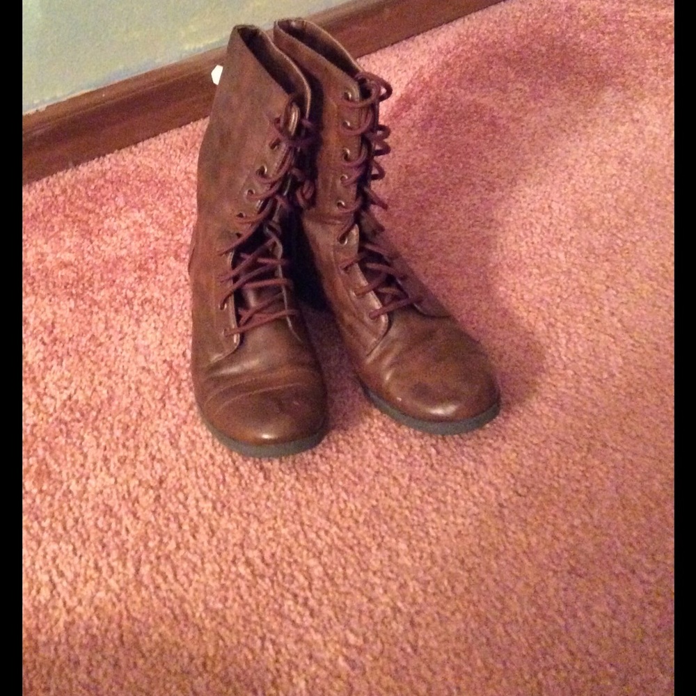 Brown combat boots