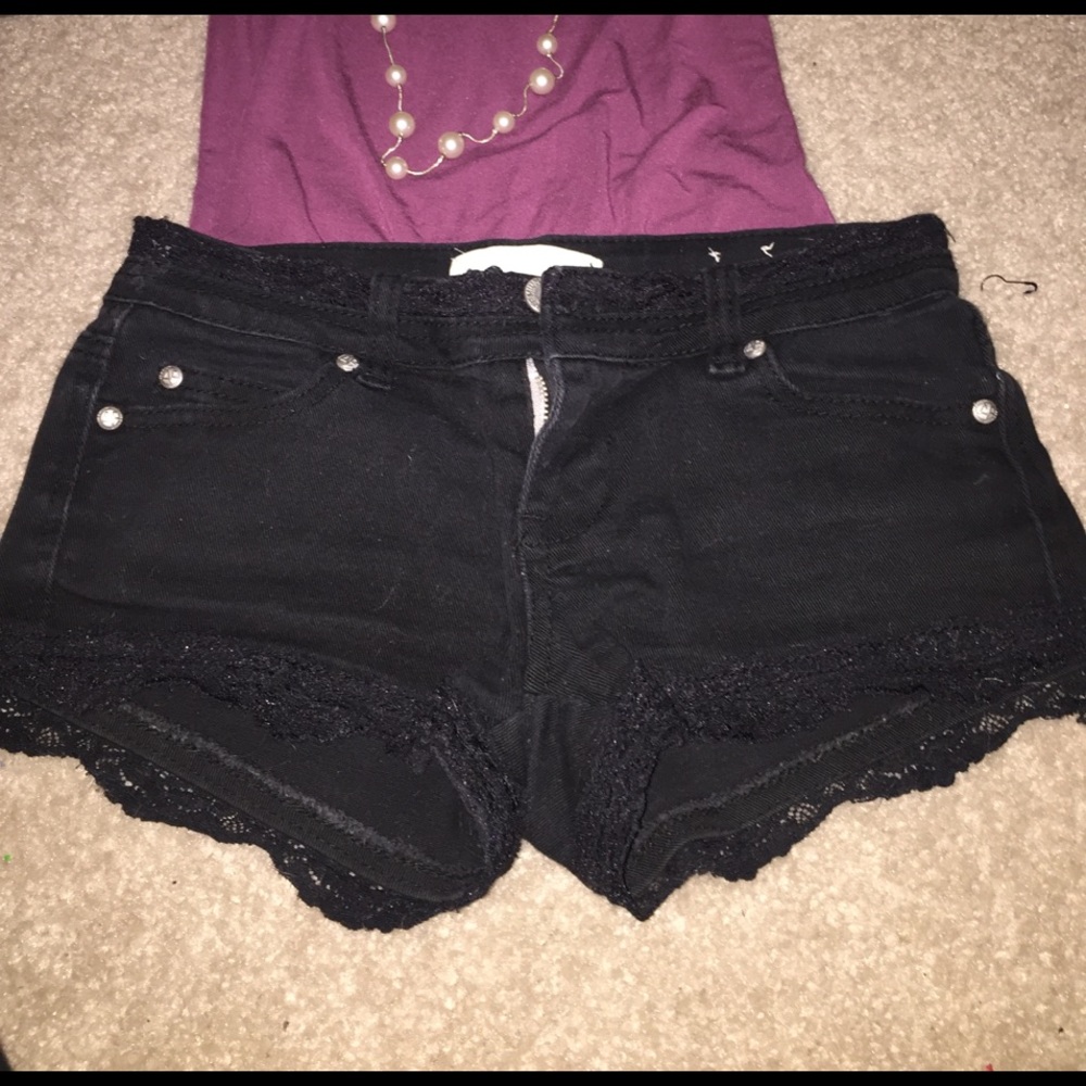 Black Lace fringe shorts