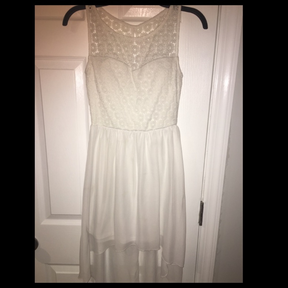 White lace high-low dress