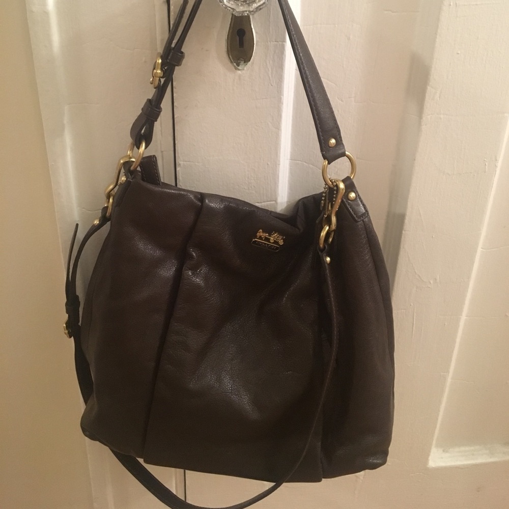 COACH Brown Pebbled Leather Satchel
