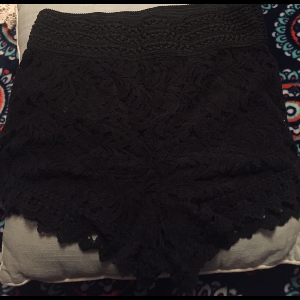 All black lace shorts
