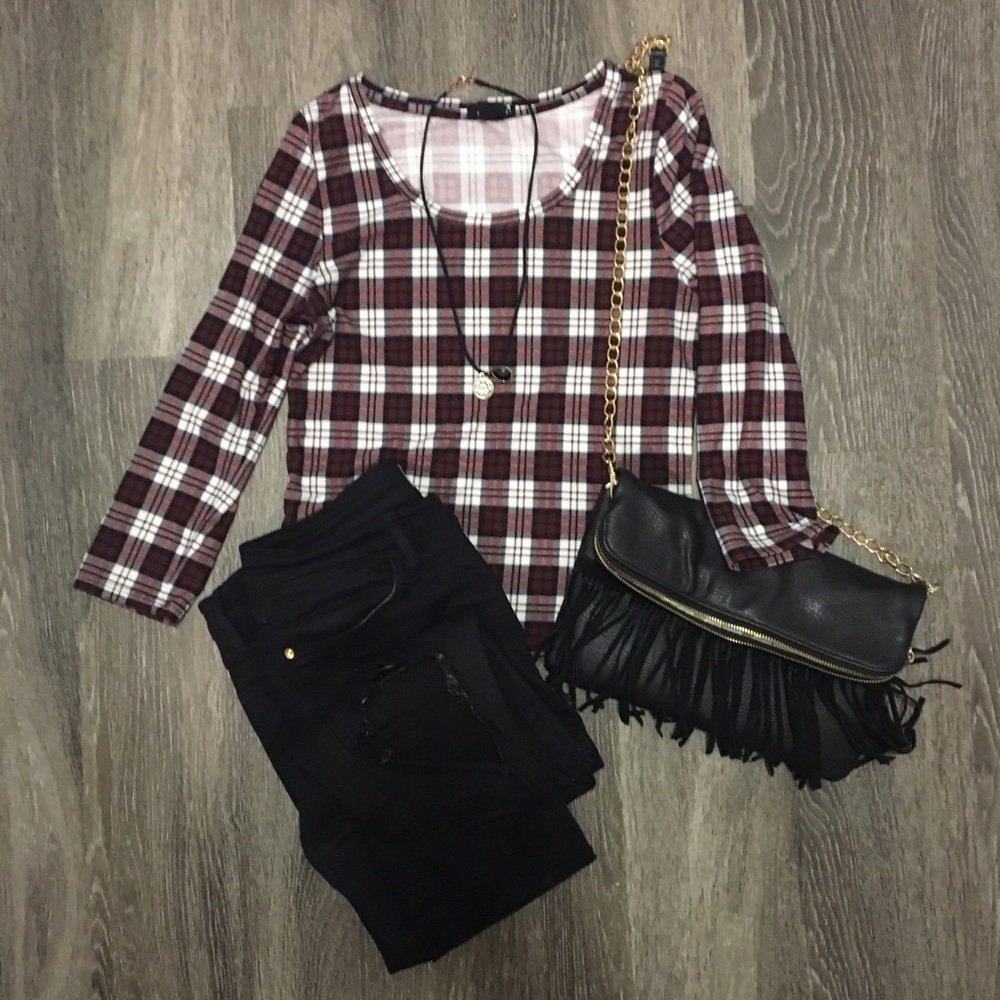 Forever 21 Long Sleeve Plaid Top
