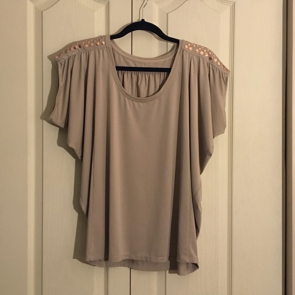 Taupe drape style butterfly sleeve top