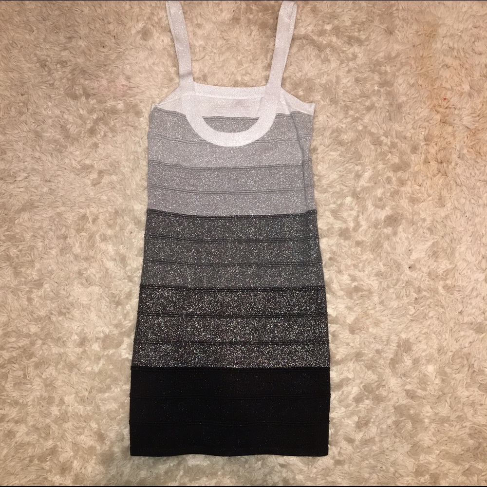 Sparkly grey to black ombré dress