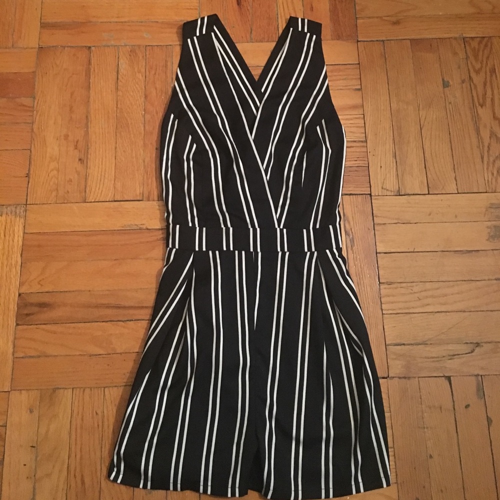 Striped Black & White Romper