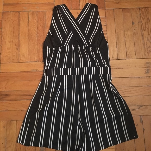 Striped Black & White Romper - Picture 2 of 2