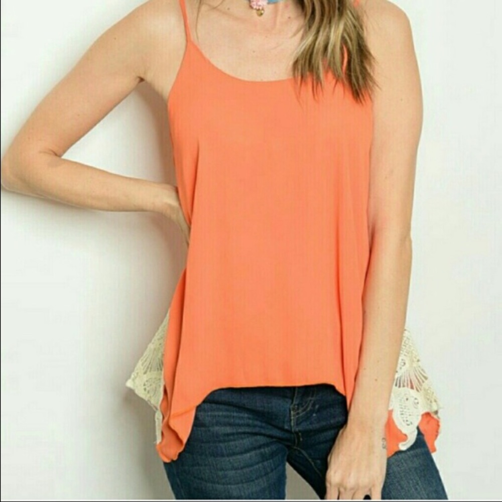 Final Sale!! Orange Crochet Lace Tank Top 🌷