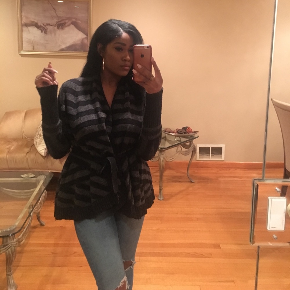 Black/gray Armani Exchange cardigan sweater