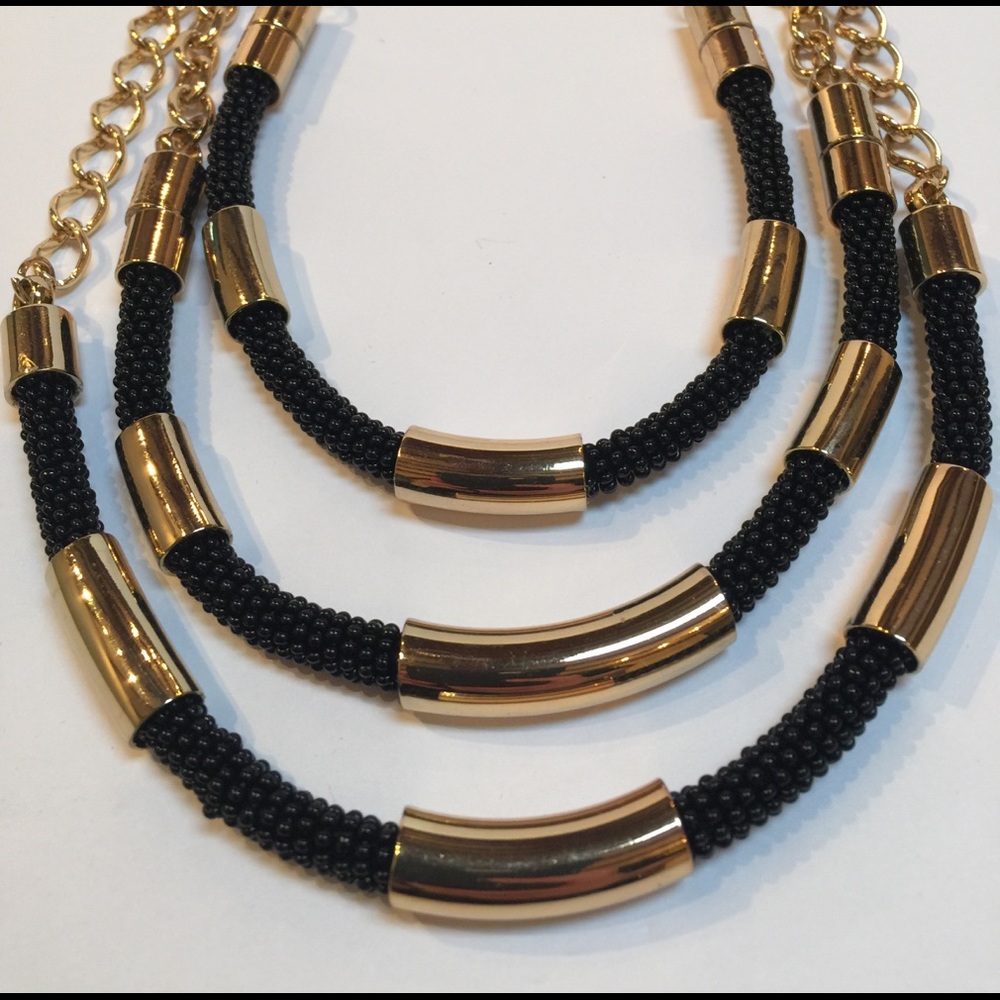 BCBG Tribal Black Gold Necklace