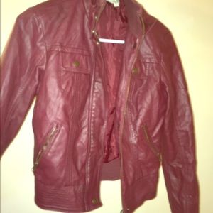 Burgundy pleather jacket