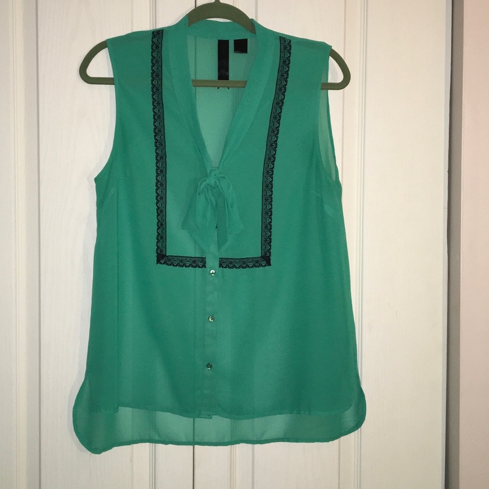 Sheer bow tie top