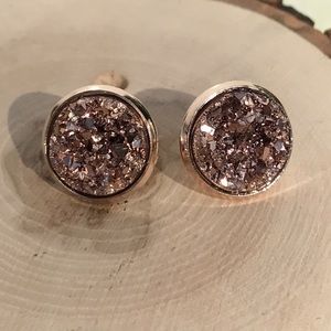 Rose Gold Druzy Studs Earrings 3 for $18